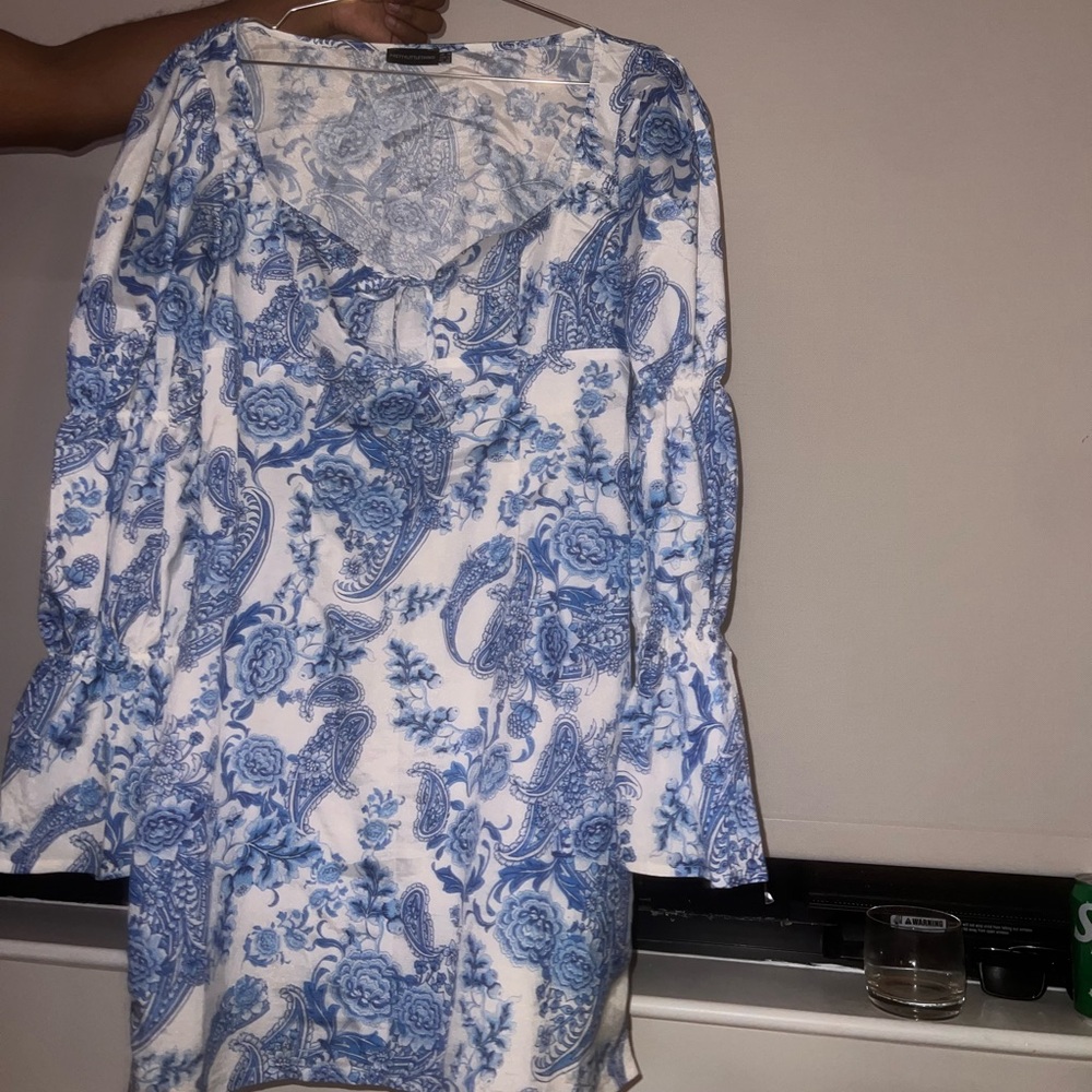 Blue and White Paisley Dress